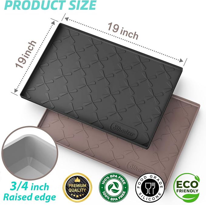 Waterproof Under Sink Mat 19" x 19" Silicone Mat Cabinet Protector | Heavy Duty Kitchen Cabinet Liner, Easy Press Drain, Home Essentials for Pet Feeding, Boots, Bathroom, Organizers & Storage - Image 3