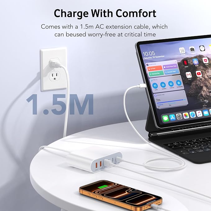 100W USB C Fast Charger Block Compact GaN 6 Port PD USB C and QC USB A Wall Charger Type C Charging Station Hub Adapter Plug Cube Brick for iPhone 17 16 15 14 Pro Max iPad Pro Air Samsung Pixel LG - Image 8