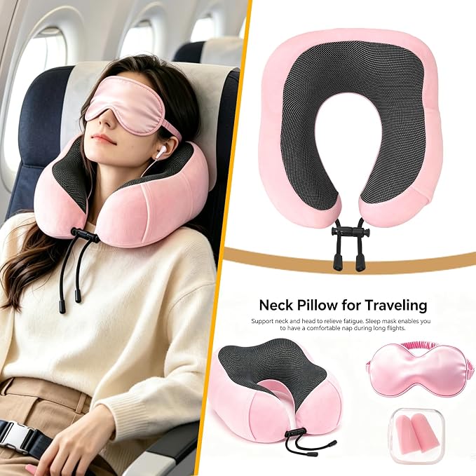 Travel Gifts for Women，Long Flight Essentials，Traveling Essentials for Women，International Travel Items Inclue Blanket with Bag，Neck Pillow，Makeup Storage Bag，Etc - Image 2
