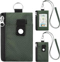 Minimalist RFID Blocking Wallet with 2 Zip Pockets and Lanyard, Water Resistant ID Case with Key Ring and Cards Badge Holder, Coin Purse Pouch for Men and Women Travel Sports -GREEN by Unknown