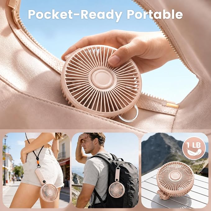Portable Handheld Fan, 10000mAh Rechargeable 6-Inch Personal Fan for Travel | Ultra Quiet Foldable Desk Fan, 5-Speed Battery Operated Fan with Up to 40H Runtime and Digital Display for Travel and Makeup - Image 6