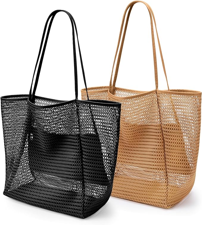 KALIDI Beach Mesh Tote Bag, Casual MAX 23L Summer Foldable Hobo Bag Women | Sandproof Widen Strap Large Shoulder Bag For Lake Pool Vacation Travel Picnic Grocery Market Shopping Carrier by KALIDI