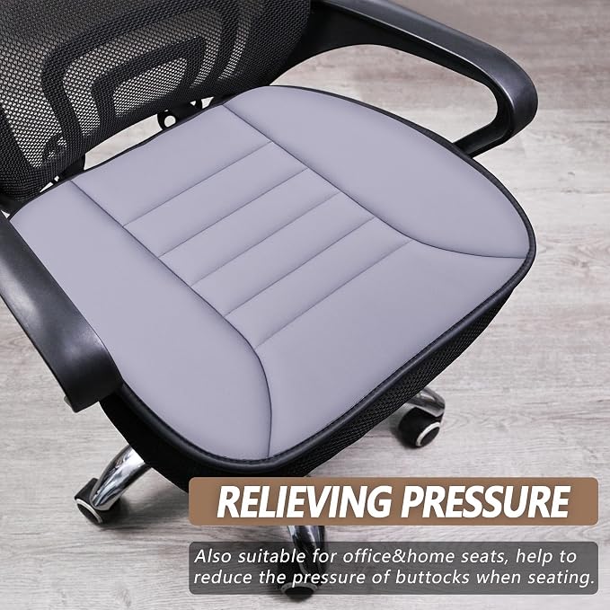 Car Seat Cushion Pad 1.2" Thick Comfort Seat Protector for Car Driver Seat Office Chair Home Use Memory Foam Seat Cushion with Non Slip Bottom, 20'' x 18.5'', Gray - Image 6