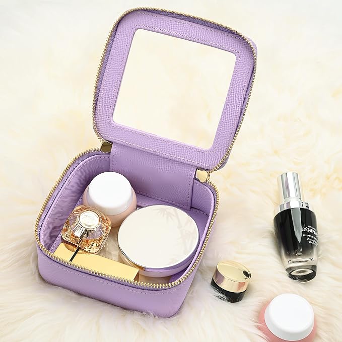 Aveniee Mini Clear Makeup Bag, Small Cosmetic Bags Travel Toiletry Pouch Organizer, TSA Approved Make up Case with Zipper, Car Bag for Essentials,Lilac - Image 2