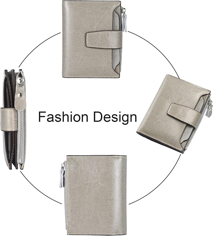 Small Compact Women Wallet RFID Blocking Genuine Leather Bifold Purse with ID Windows - Image 3