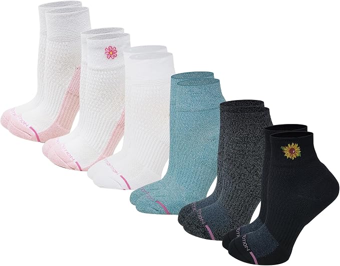 Dr. Motion Compression Quarter Socks For Women With Enhanced Cushion And Breathable Arch Support 6 Pairs by Dr.+Motion