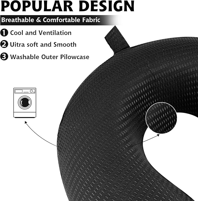 Gjinxi Neck Pillow Replacement Cover Travel U Neck Pillow Case Cover Travel Neck Pillow Cover Pillow, 13.39‘’ U Shaped Neck Pillow Washable Cover, Airplane Pillow Cover (Only Pillow Covers, no Filler) - Image 3