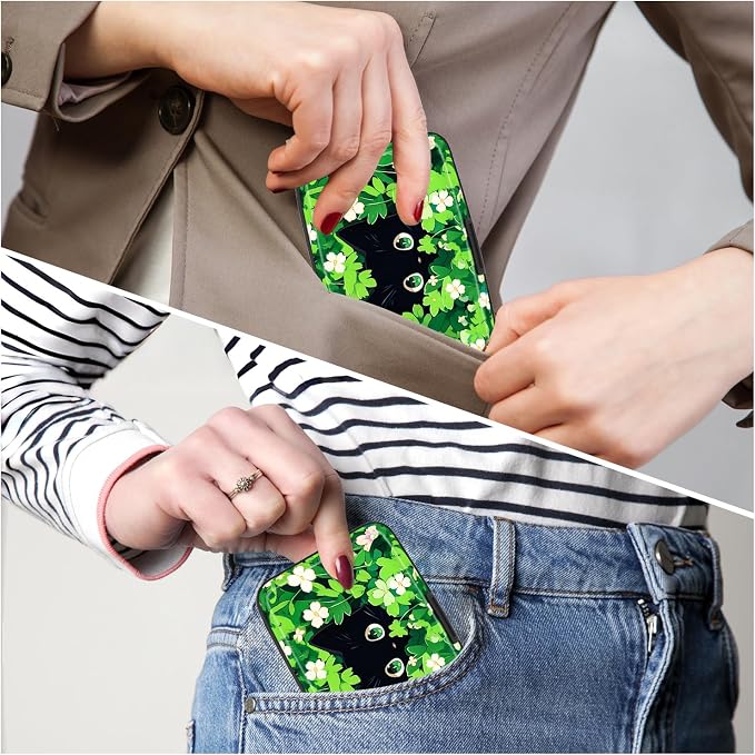 Card Holder Credit Cards Holder for Women RFID wallet women Business Card Holder Wallet Mini Aluminum Card Wallet RFID Blocking Slim Metal Hard Card for Women, Flower Cat - Image 6