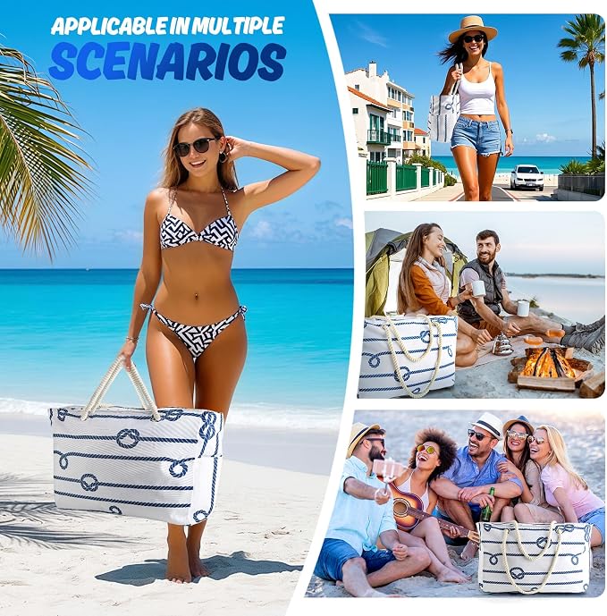 SRISE Large Beach Bag for Women & Men, Beach Bags Waterproof Sandproof, Travel Tote Bag, Swim Pool Bag for Family Outdoor - Image 2