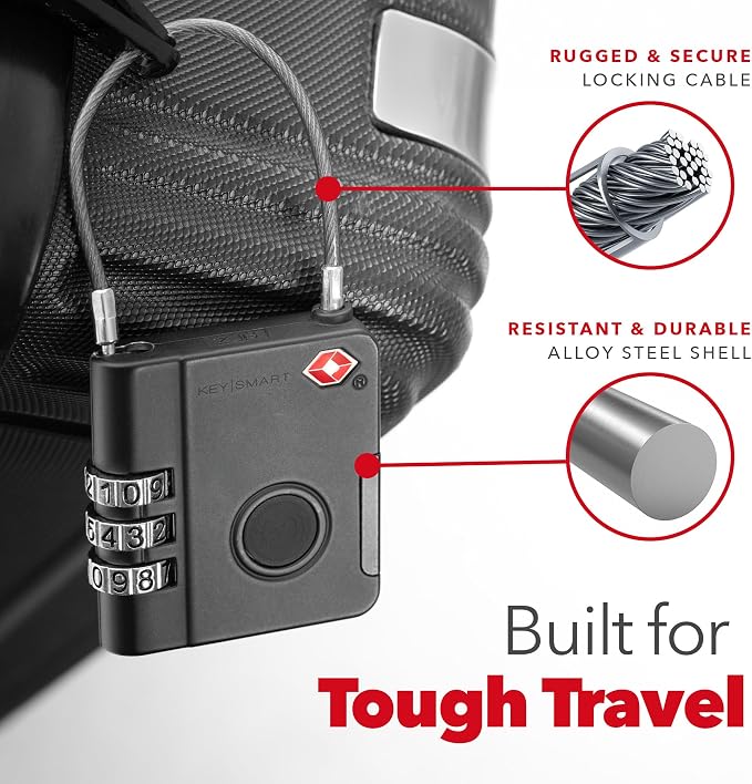 KeySmart SmartLock Tracking Luggage Locks, TSA Locks for Luggage, GPS Tracker, Combination Lock Compatible with Apple Find My App, Best Travel Essentials, Replaceable Non-Rechargeable Battery (3 Pack) - Image 2
