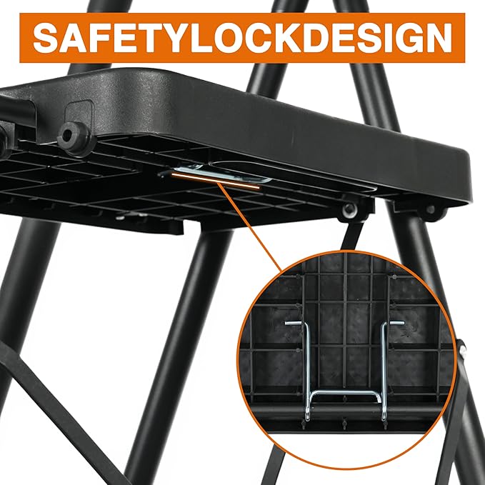 Arbusb Step Ladder, Folding Step Stool with Wide Anti-Slip Pedals, Sturdy Steel Ladder with Handrail, Space-Saving, Portable for Home & Adults, 5 Step Ladder - Image 2