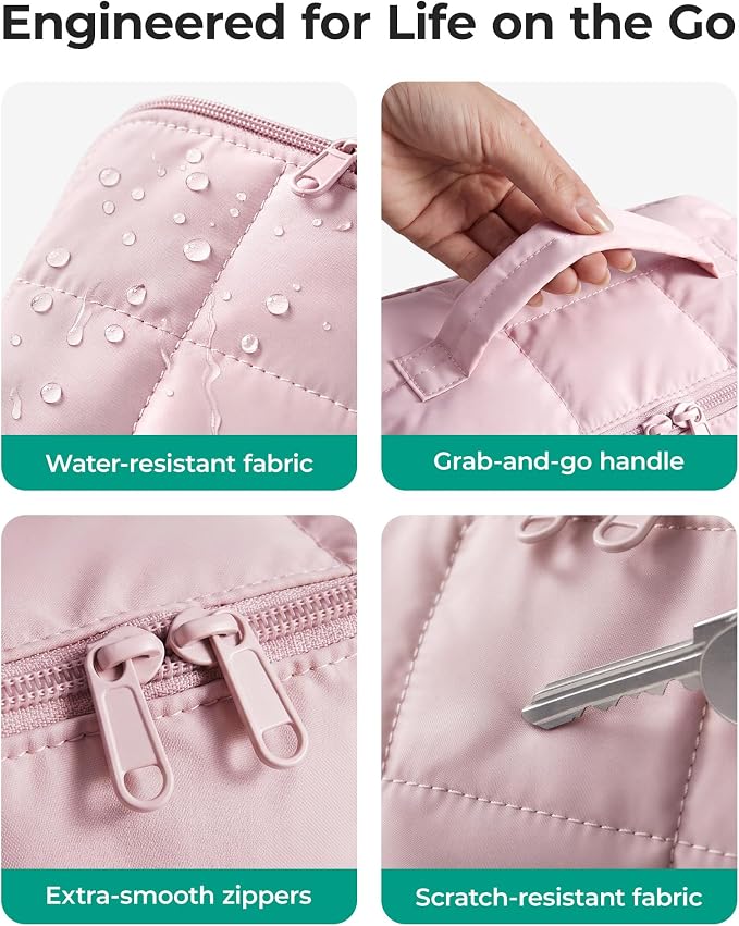 BAGSMART Spacious Travel Makeup Bag, Water-Resistant Toiletry Organizer | Holds more than expected opens flat to see all makeup roomy lightweight water-resistant dual zippers for travel daily use - Image 6