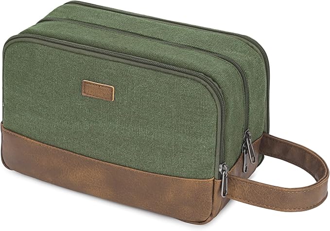 WANDF Travel Toiletry Bag for Men, Canvas Shaving Dopp Kit | Wet Separation, Water-Resistant Fabric, Travel Bag for Toiletries, Shaving Accessories, Weekend Trips by WANDF
