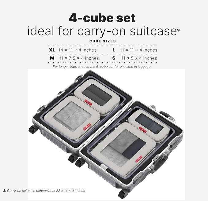 LeanTravel Premium Compression Packing Cubes for Travel - Suitcase Organizer Bags with Double Zipper & Breathable Mesh Panel - Space Saving Carry On Luggage Essentials (4-Pack, Sand) - Image 2