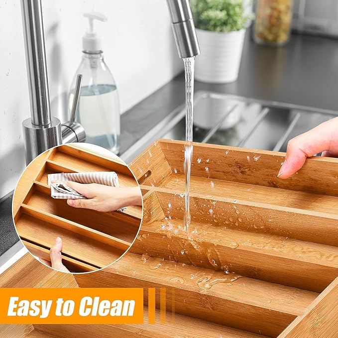 Kitchen Silverware Drawer Organizer and Storage Flatware Cutlery Utensil Holder Spice Rack Containers Bathroom Counter Cabinet Office Desk Makeup Drawer Tray Kitchen and Dining Tools Decor Accessories - Image 6