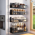 Magnetic Spice Rack for Refrigerator, 4-Pack Metal Seasoning Organizer for Kitchen Storage Organization, Magnetic Shelf for Fridge Space Saving Spice Organizer, Black by AURIKAR