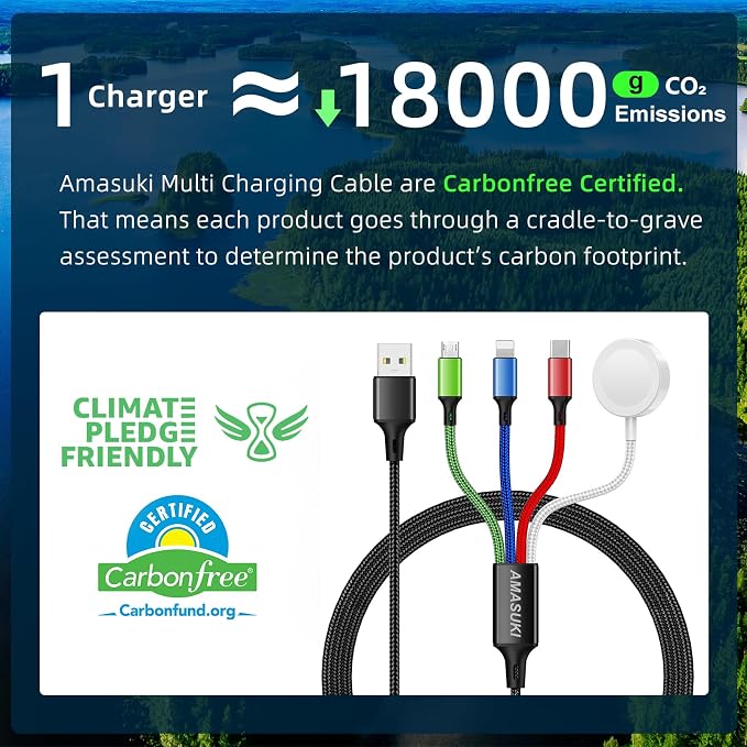 Cruise Essentials 2026,Travel Essentials,4 in 1 for Apple Watch Charger/iPhone Charger/Multi Charging Cable Camping Vacation,USB C/L/Micro Portable Charger for iWatch 11-1/iPhone 17-12,Car-4FT - Image 5