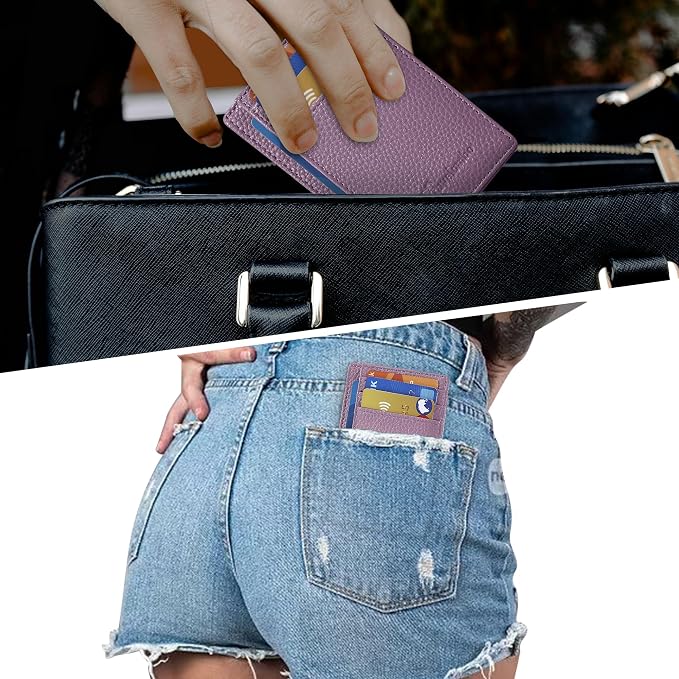 Travelambo Front Pocket Minimalist Leather Slim Wallet RFID Blocking Medium Size - Image 5