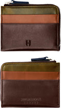 RFID Blocking Zipper Wallet, Slim Business Card Holder, Men & Women, Handcrafted Full-Grain Leather, Gift Box & Pouch, Christmas & Birthday, Brown (Plus Colors) by HelmbrookLondon