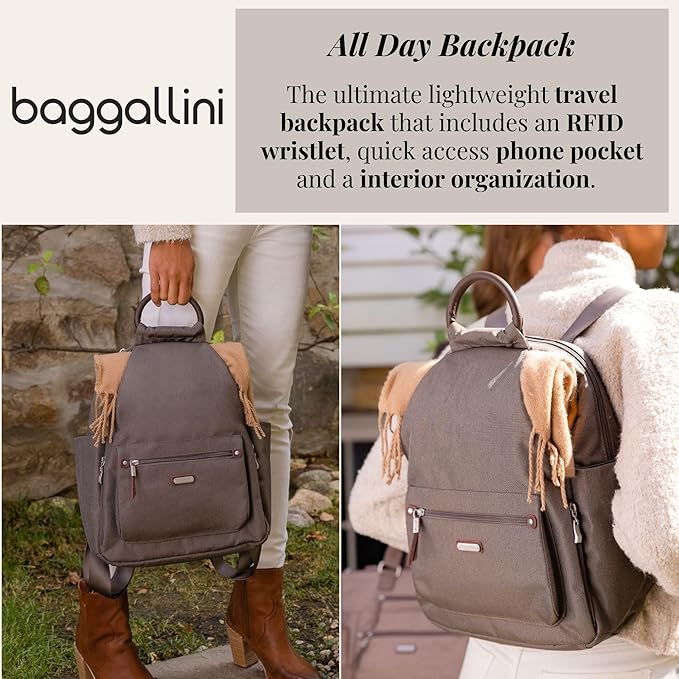 Baggallini All Day Backpack with RFID Phone Wristlet - Lightweight Travel Backpack for Women - Image 2