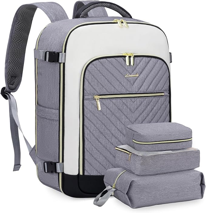 LOVEVOOK Large Travel Backpack for Women, 50L Carry on Backpack Airplane Approved, TSA Personal Item Travel Bag for Women fits 18" Laptop, Waterproof Carry on Bags for airplanes with 3 Packing Cubes by LOVEVOOK