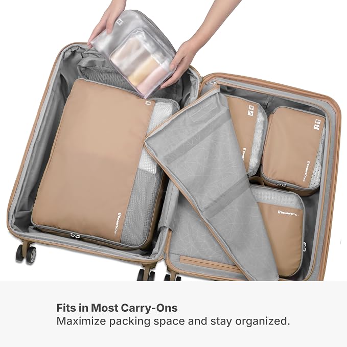 Traveler's Choice Cloverland Packing Cubes, 5-Piece Set, Light Beige - Image 3