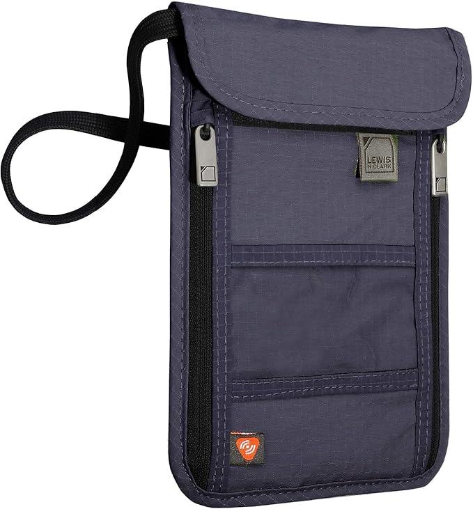 Lewis N. Clark Stash Neck Travel Wallet | RFID Blocking Passport Holder | Protect Personal Information | Navy by LewisNClark