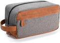 Elviros Travel Toiletry Bag for Men Hanging Dopp Kit Water Repellent PU Leather Shaving Bag with Large Capacity for Travel and Bathroom, Grey by Elviros