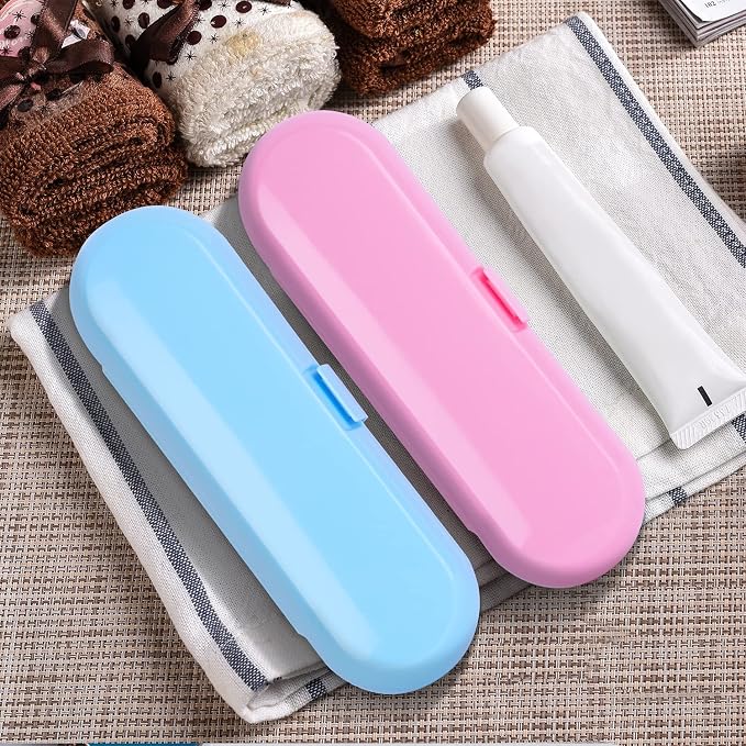 Fowecelt 2 Pack Electric Toothbrush Travel Case for Oral-B Pro and Other Electric Toothbrush, Portable Travel Toothbrush Holder(Blue & Pink) - Image 4