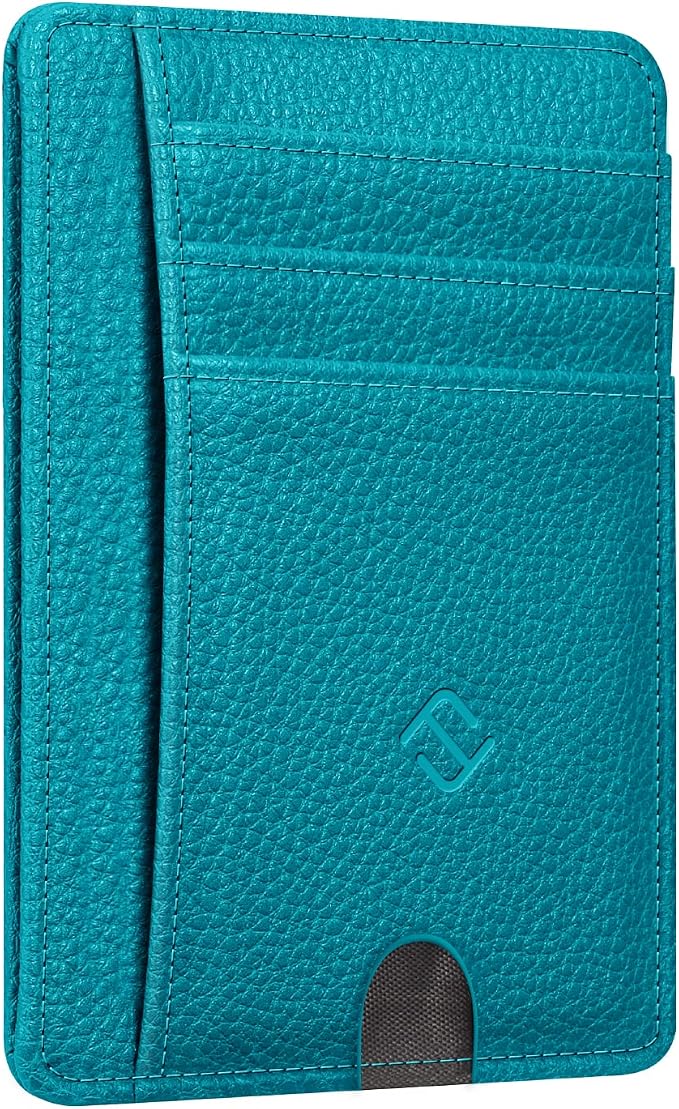 FINTIE Slim Front Pocket Wallet, RFID Blocking Credit Card Holder | Minimalist Card Cases with ID Window for Men Women, Legacy Teal by Fintie