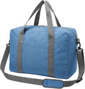 30L Foldable Underseat Travel Duffel Bag 17.3"x13.8"x7.9" – Lightweight Carry on Luggage for Women and Men, Waterproof Overnight Bag, Gym Sport Holdall, Hospital Tote with Trolley Sleeve, Blue by WAAYAA