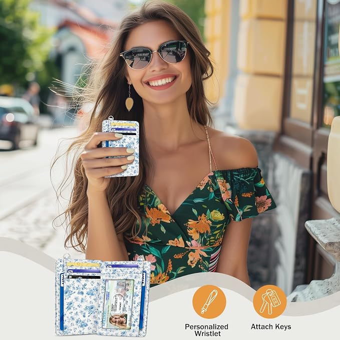 Yonlevres Credit Card Holder Slim Wallet Women Floral RFID Blocking Small | Front Pocket, Handy, RFID Blocking, Woman Girls Ladies Gifts, D-ring for Keychain,Thin Mini Card Case, ID Window, PU Leather - Image 2