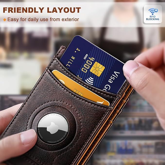 BULLIANT Magnetic Slim Leather Airtag Wallet Money Clip For Men 12Cards | RFID Blocking | Easy Access | Gift Boxed | Pocket Fit - Image 6