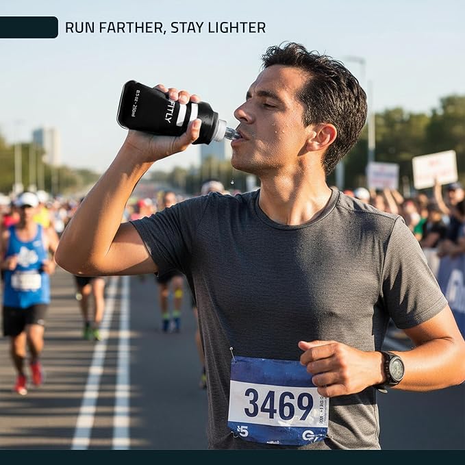 FITLY Soft Flask - Shrink As You Drink Soft Water Bottle for Hydration Pack - Folding Water Bottle Ideal for Running, Hiking, Cycling, Climbing & Rigorous Activity - Image 6
