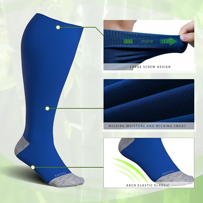 LEVSOX Wide Calf Compression Socks for Women&Men Plus Size 15-20mmHg Knee High Large Support Stockings for Circulation - Image 4