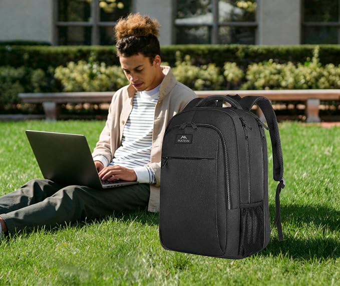 MATEIN 18 Inch Laptop Backpack, Extra Large TSA Friendly Laptop Travel Bag | Anti-Theft, Flight Approved, Business Work & College, Computer Backpack for Women Men, Big Bag with Luggage Strap, Black - Image 7