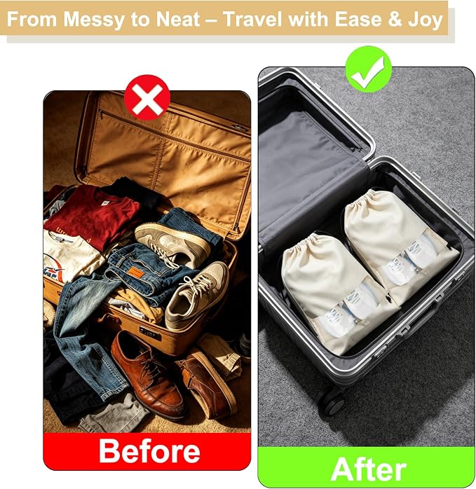 4 Pcs Shoe Bags for Travel with Clear TPU Window & Drawstring Closure | 13.8"x17.7" Fits Most Shoes, Dust Resistant, Washable & Reusable, Travel Shoe Storage Bags for Men & Women - Image 8