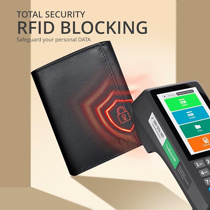 Real Leather Mens Trifold Wallet RFID Blocking Slim Minimalist Front Pocket - Thin & Stylish with ID Window in Gift Box - Image 5