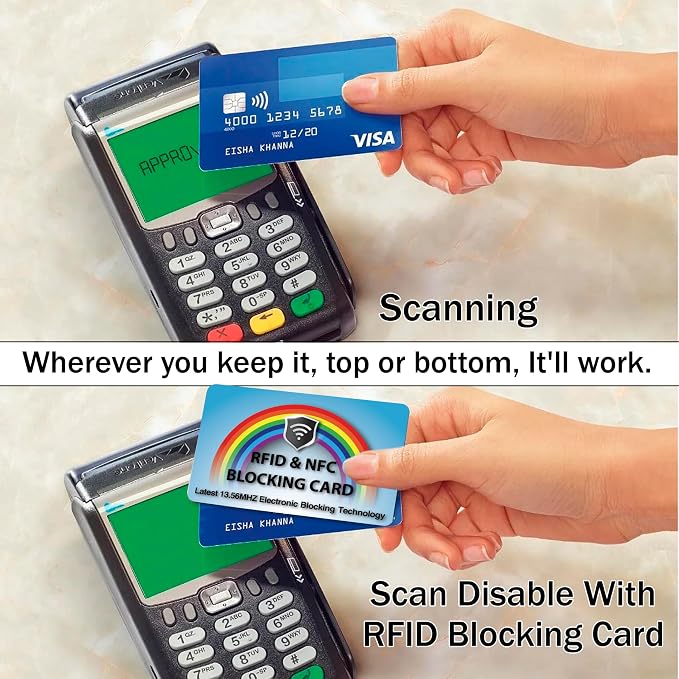 SaiTech IT 2 Pack RFID Blocking Card for Credit Debit ID Card, Rainbow Blue | Slim Anti-Theft Contactless NFC RFID Blocker Protector, Easily Fit into Wallet and Purse, for Men & Women - Image 5