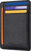 Travelambo Slim Wallet Front Pocket Minimalist Leather RFID Blocking Medium Size by Travelambo