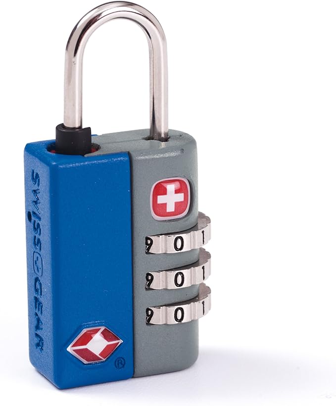 SwissGear TSA-Approved Travel Sentry Combination Luggage Lock with Resettable Combo and Inspection Indicator, Blue, One Size by SwissGear