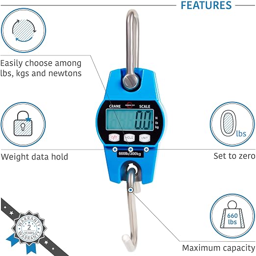 Digital Hanging Scale 660 LB 300 KG - Professional Heavy Duty Waterproof Fish Scale - Portable Durable Crane Scale for Luggage Weight Suitcase Hunting Farm Bike Bow Fish Weight Fishing Scale - Image 7