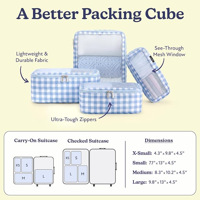 Vandel TSA-Friendly Packing Cubes for Carry On, Mesh Suitcase Organizer Bag | Professional Travel Organizer Bags for Women with Mesh Panel, Small Packing Cubes with Durable Zippers, Luggage Cube Set of 4 - Image 2