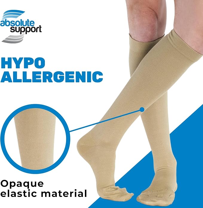ABSOLUTE SUPPORT Cotton Knee High Compression Hose 20-30mmHg | Made in USA opaque dress socks, men & women, for varicose veins, circulation, swelling, pregnancy, leg pain, travel, A105 - Image 3