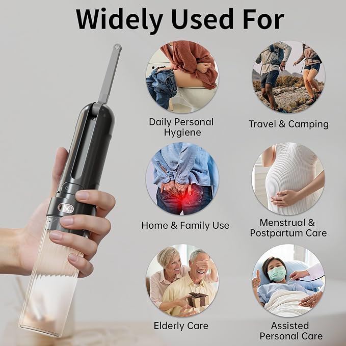 Portable Bidet for Travel,Personal Hygiene Sprayer Bottle for Women Men | Mobile Bidet Portable for Toilet,Electric Handheld High-Pressure Foldable USB-C Battery-Powered - Image 2