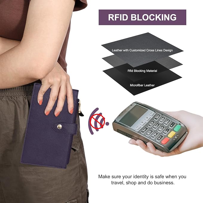 Travelambo RFID Wallet Women Large Size Bifold Multi Card Wallet Case with Zipper Pocke Credit Card Holder for Women - Image 4