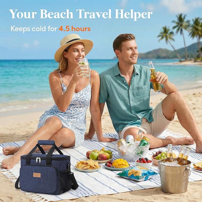 Lifewit Medium Lunch Bag, Insulated Lunch Box, Soft Cooler Cooling Tote for Adult Men Women, Dark Blue 12-Can (9L) - Image 2