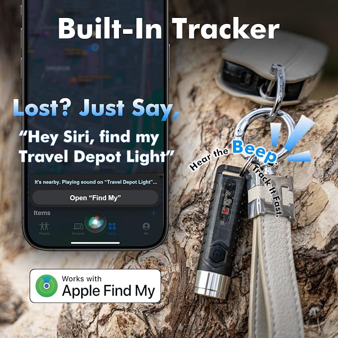 Find My Keychain Flashlight Rechargeable | Compatible with Apple Find My, Magnetic Mini Flashlight Keychain with Loud Sound, USB-C Rechargeable, Front Bike Light, LED - Image 4
