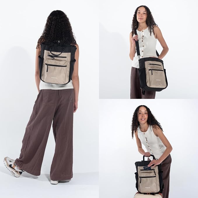 Sherpani Soleil, Anti Theft Convertible Backpack Tote (Beige Straw) | 18L Travel Shoulder Bag, Everyday Crossbody Purse, RFID Protection, Business Daypack, Travel Gift for Women, Fits 13" Laptop - Image 2