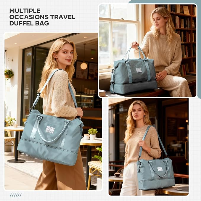 Travel Duffel Bag, Sports Tote Gym Bag, Shoulder Weekender Overnight Bag for Women - Image 3
